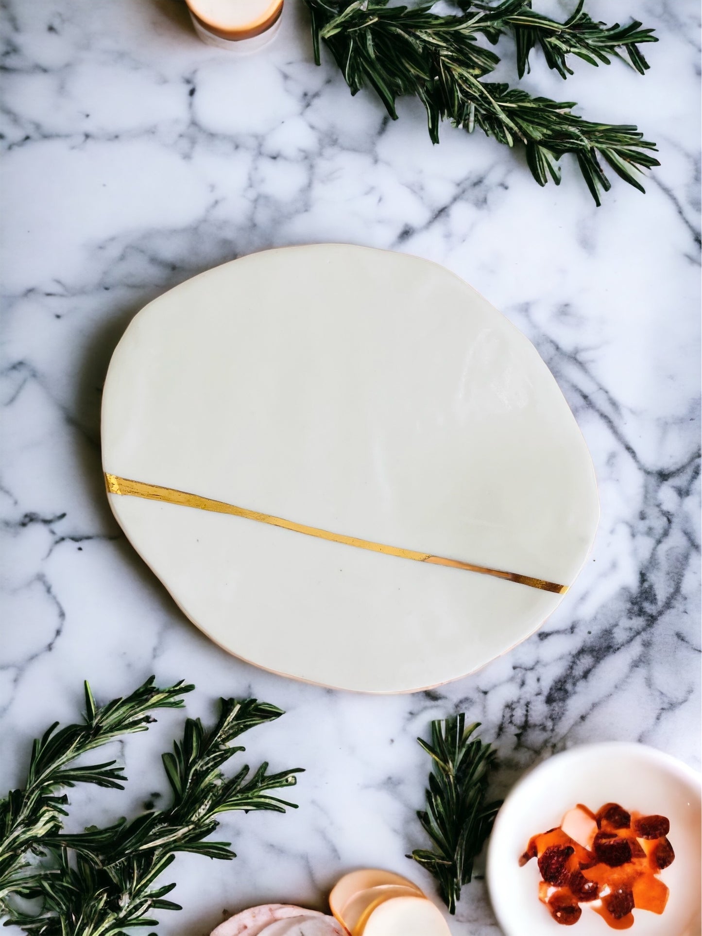 White & Gold Cheese Plate