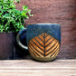 Ceramic Blue Leaf Mug
