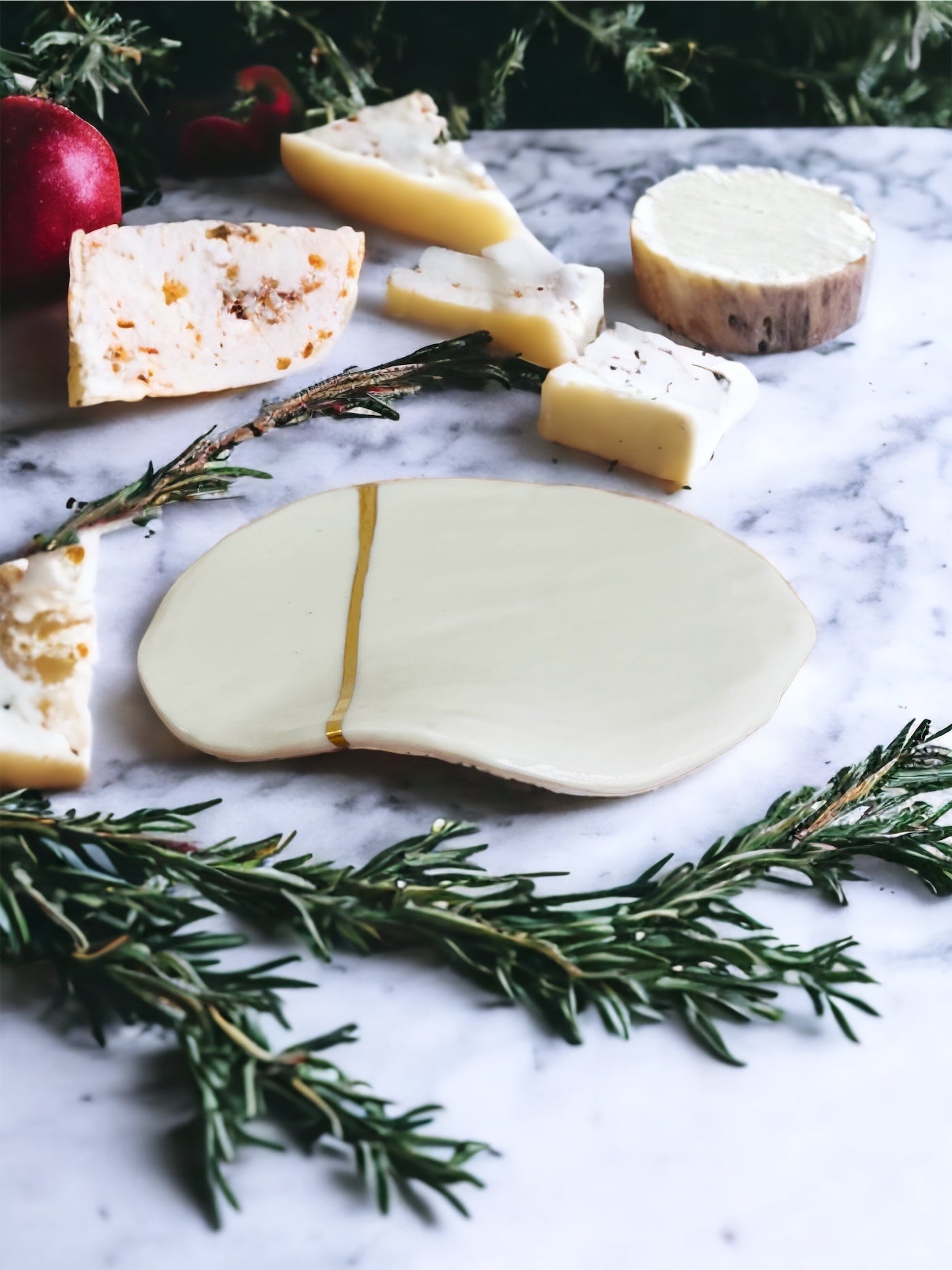 White & Gold Cheese Plate