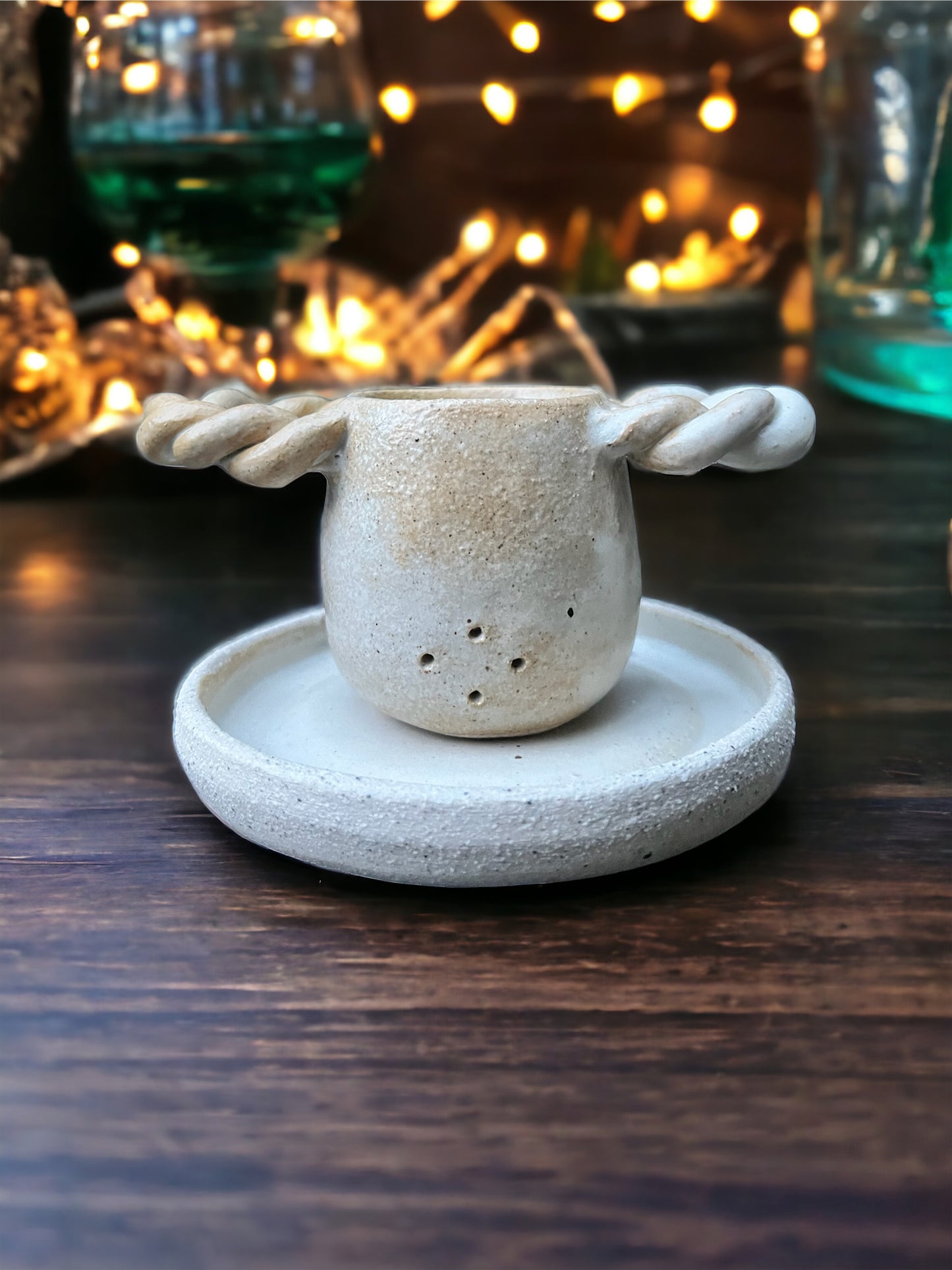 Braided Ceramic Tea Strainer & Plate