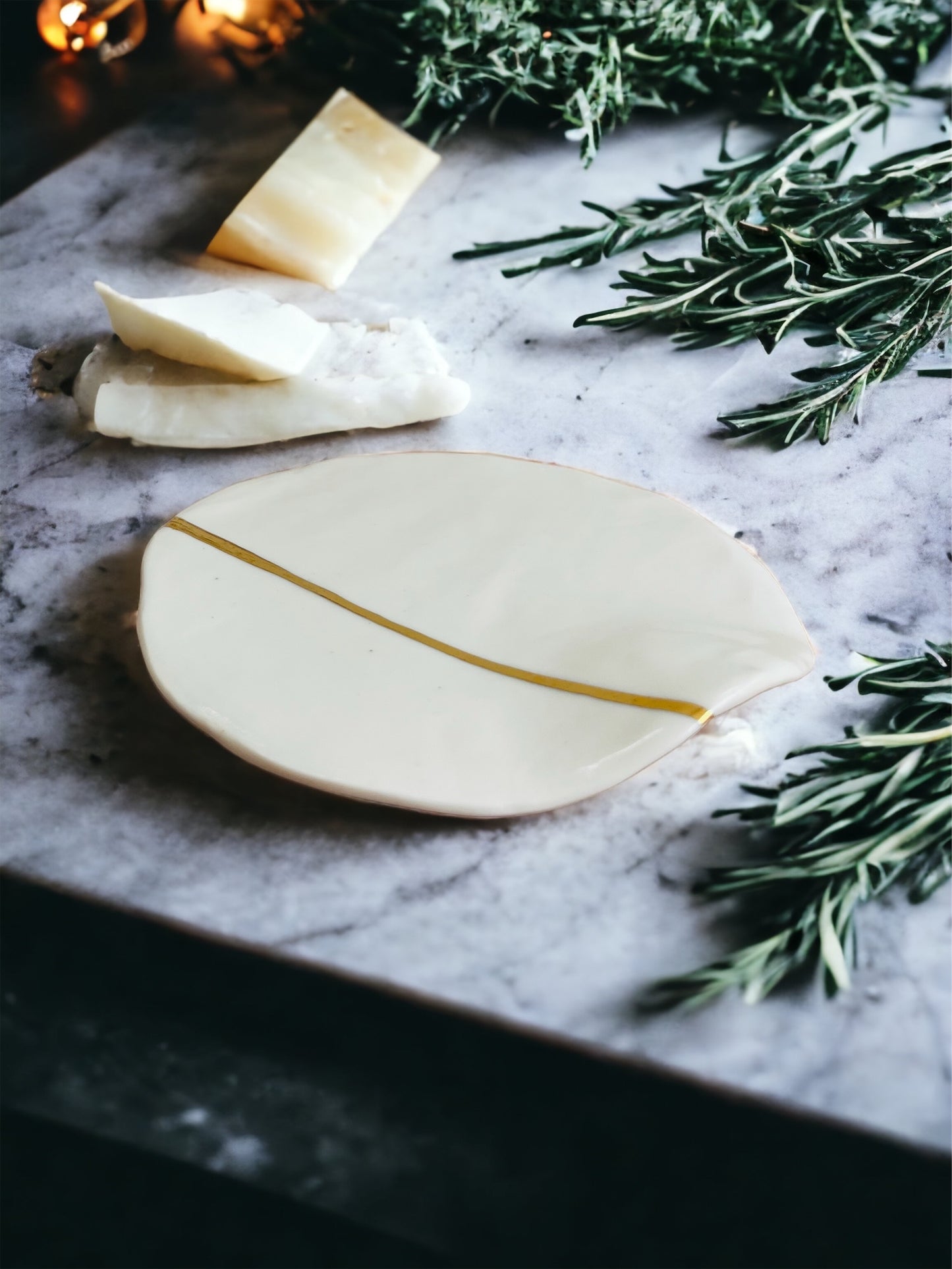 White & Gold Cheese Plate