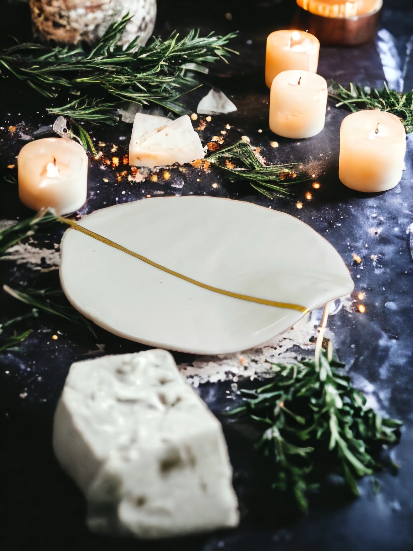 White & Gold Cheese Plate