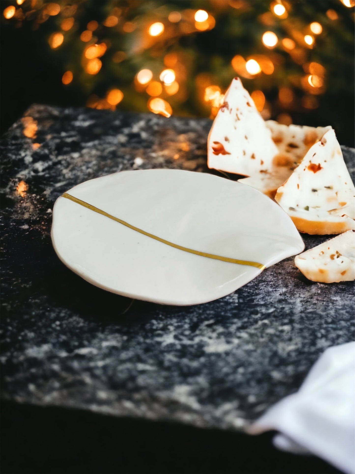 White & Gold Cheese Plate