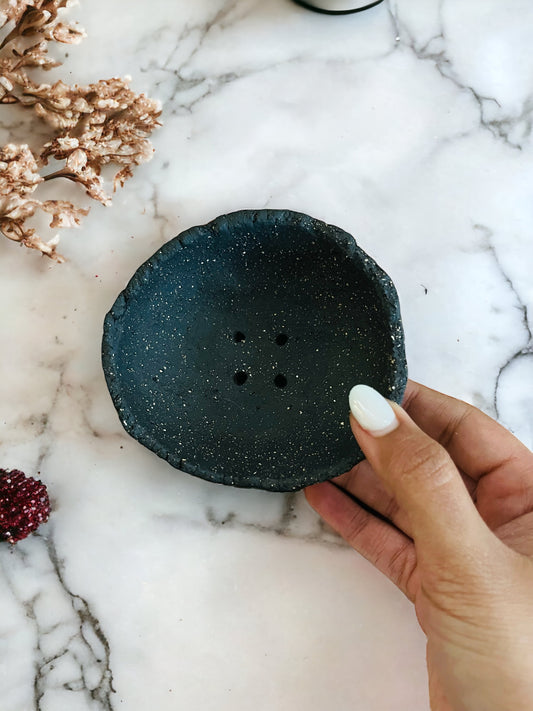 Black Raw-edged Soap Dish