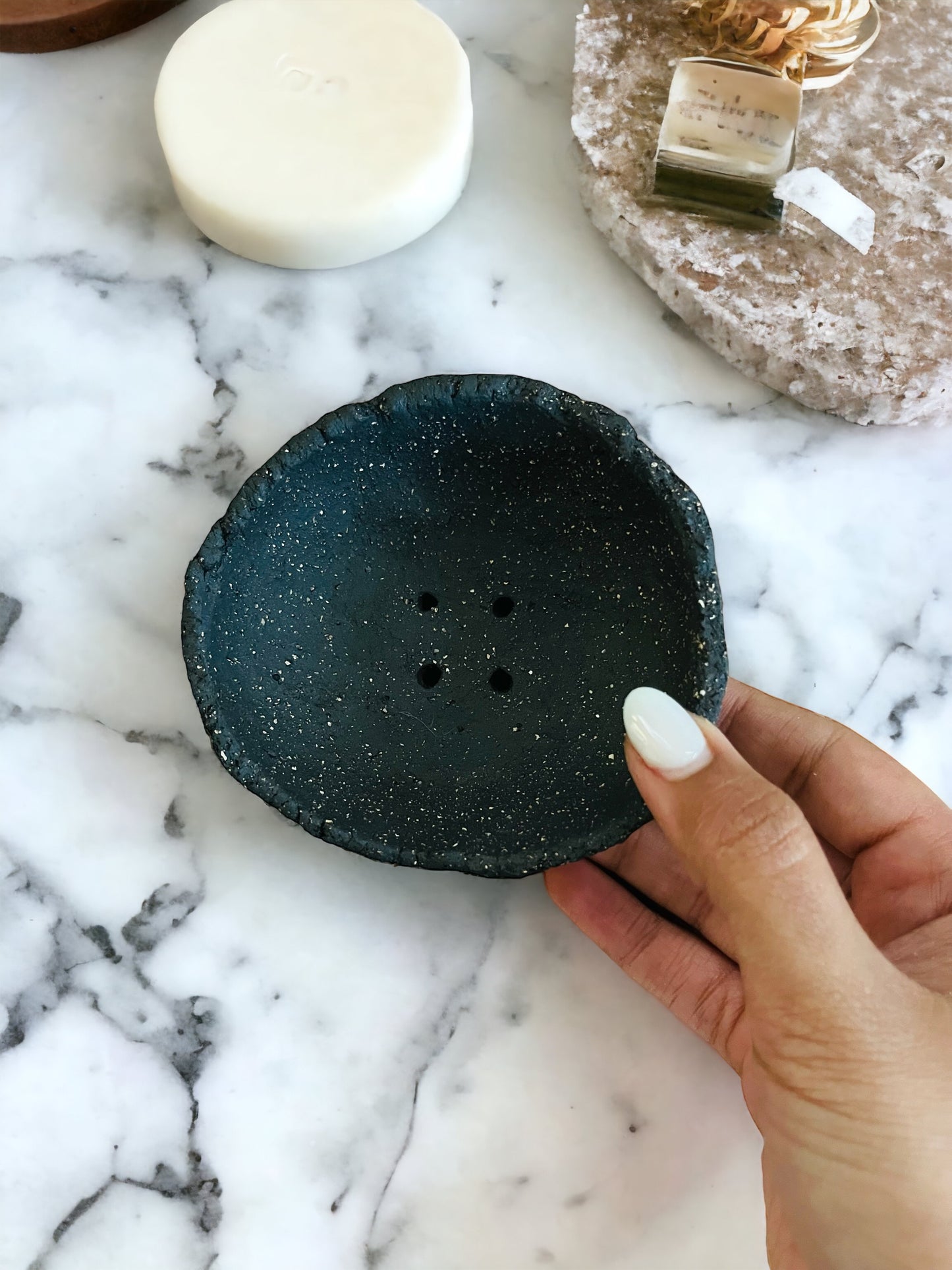 Black Raw-edged Soap Dish