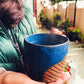 Ceramic Blue Leaf Mug
